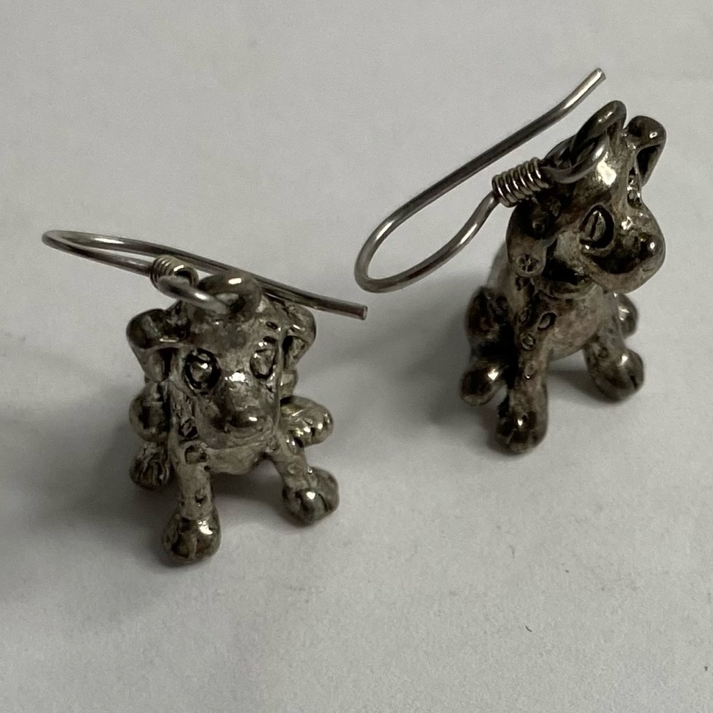 Vintage Disney 101 Dalmatians 3D Dog Metal Dangle Earrings 90s